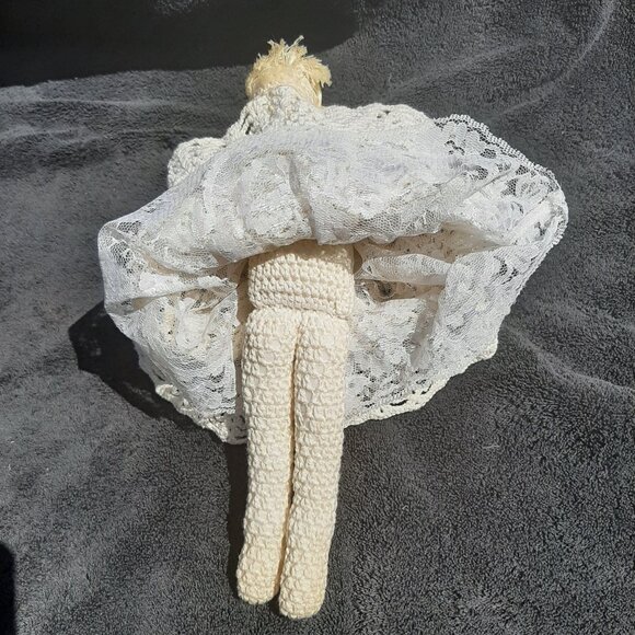 Vintage Angel Doll Hand Crafted Crochet  14” Christmas Ornament - Picture 6 of 7